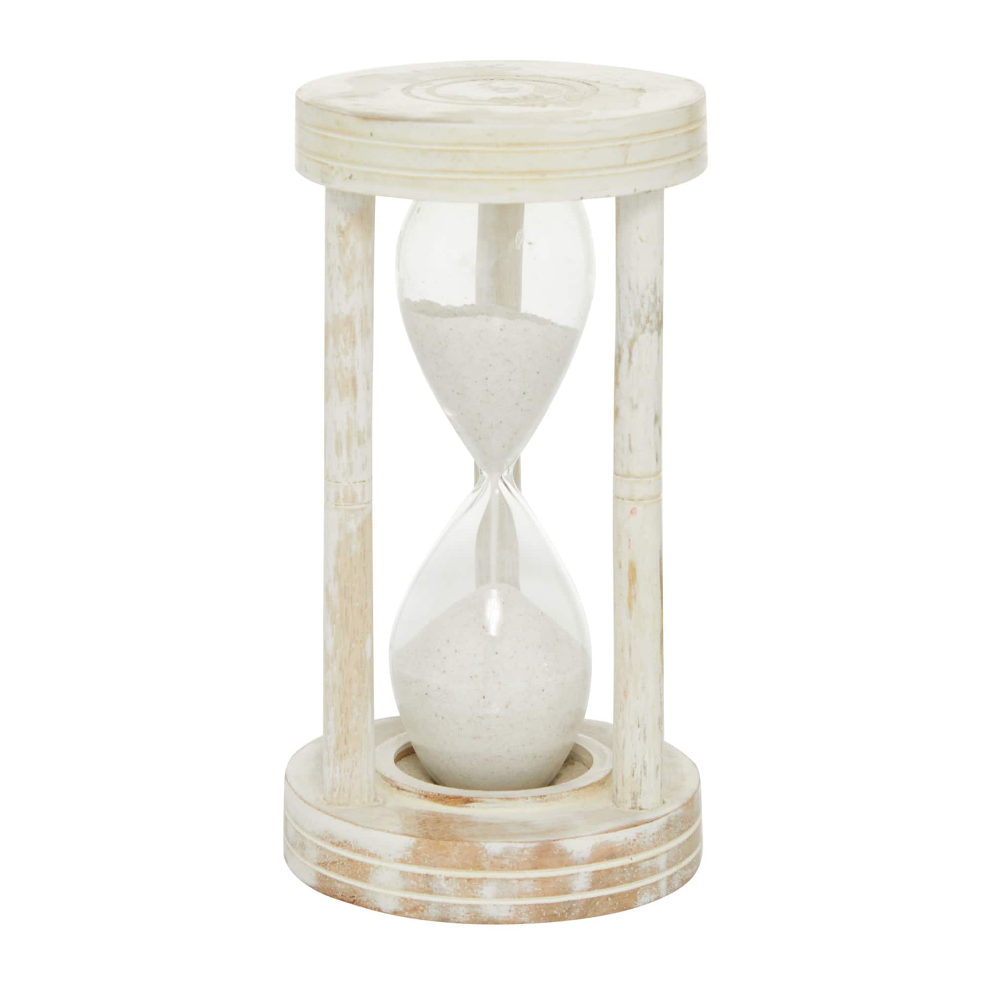 12" White Mango Wood Hourglass Timer